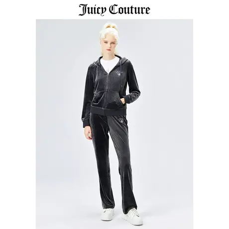 Juicy Couture橘滋套装女秋冬新款天鹅绒外套夹克轻奢直筒休闲裤图片