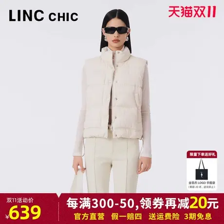 LINCCHIC金羽杰轻暖羽绒马甲女2023年秋季新款立领潮酷短款外套商品大图