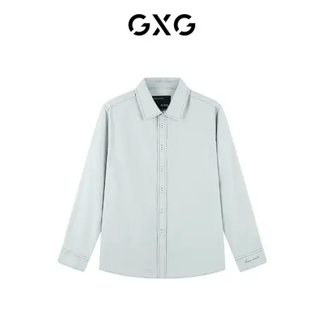【新款】GXG男装 秋季男纯色时尚正装浅灰色长袖衬衫10C103041G图片
