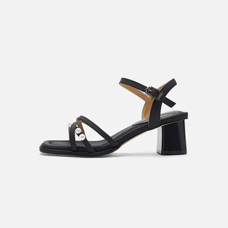 Nine West/玖熙2025年夏季新款时装凉鞋女一字带时尚珍珠高跟鞋女图片