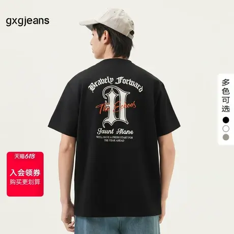 gxg.jeans男装 后背字母印花美式休闲宽松圆领短袖T恤男 25夏新款商品大图