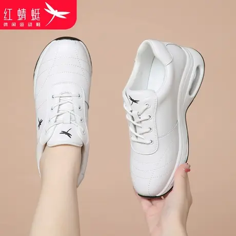 红蜻蜓女鞋春秋款厚底鞋子增高白色休闲运动鞋女款真皮小白鞋春季商品大图