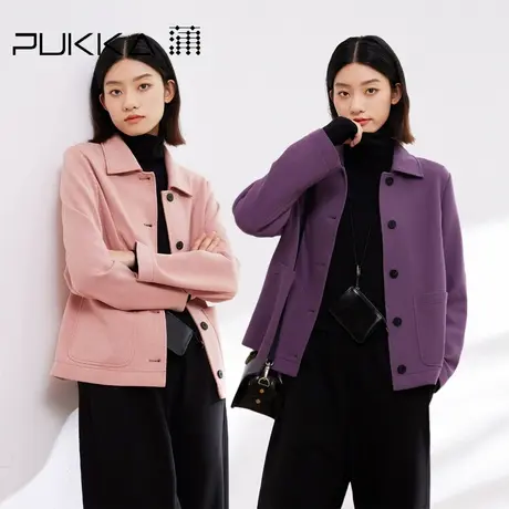 蒲PUKKA 秋新款短款棉羊毛呢休闲短外套女图片