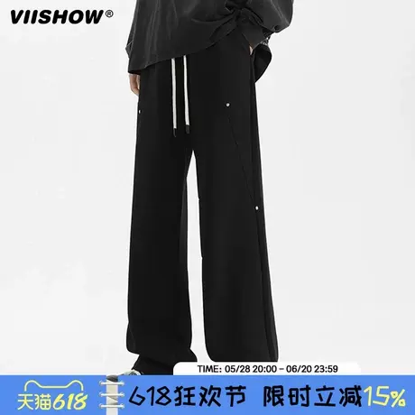 VIISHOW美式潮牌裤子男士2025春季新款宽松直筒高街运动休闲长裤商品大图