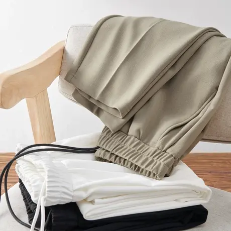 2023春秋潮流新款韩版宽松直筒松紧腰轻熟西裤垂感男士九分休闲裤商品大图