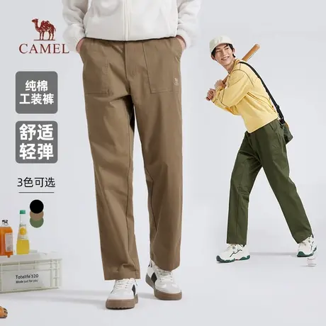 骆驼男装纯棉工装裤男女士2025新款春秋季直筒宽松弹力休闲长裤子商品大图
