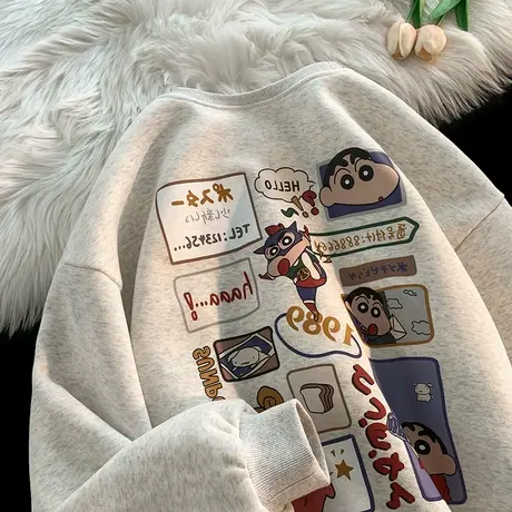 圆领oversize卫衣女韩版chic宽松小个子设计感早秋长袖潮ins上衣商品大图