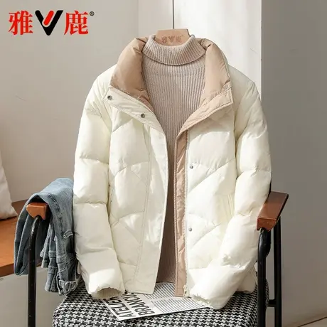 雅鹿新款轻薄羽绒服女冬季短款立领保暖洋气百搭流行品牌潮流外套商品大图