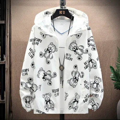 小熊情侣防晒衣男士夏季薄款透气冰丝潮牌防晒服潮流青少年外套图片