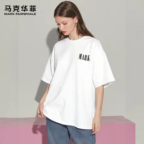 马克华菲 deer 设计感印花短袖t恤男女夏季新款重磅纯棉情侣体恤商品大图