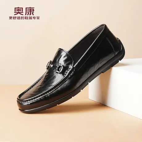 奥康 男鞋2025春秋新款真皮一脚蹬乐福鞋男士商务休闲软底皮鞋L商品大图