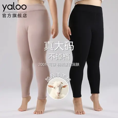 雅鹿女士加肥大码加厚羊羔绒宽松打底保暖裤羽绒蛋白胖MM冬季新款商品大图