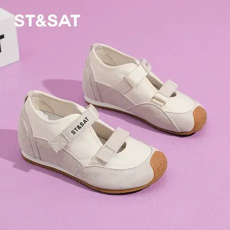 St&Sat/星期六内增高魔术贴德训鞋女夏季轻便透气软底休闲鞋百搭商品大图