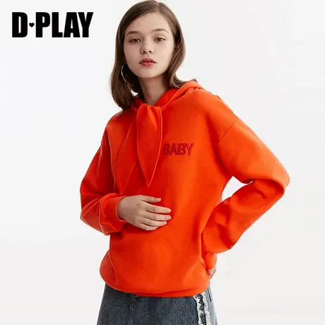 DPLAY德帕拉秋新品欧美橘色胸口立体字母刺绣宽松休闲卫衣商品大图