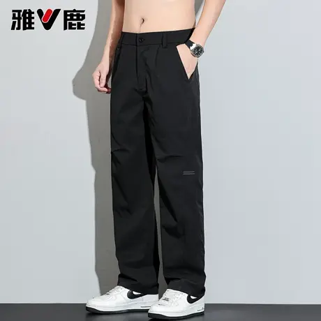 雅鹿冰丝薄款宽松休闲裤2026春夏季新款男青年百搭时尚直筒长裤潮商品大图