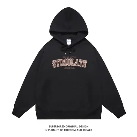 春秋季连帽卫衣男美式复古字母印花秋冬套头情侣宽松休闲上衣帽衫商品大图