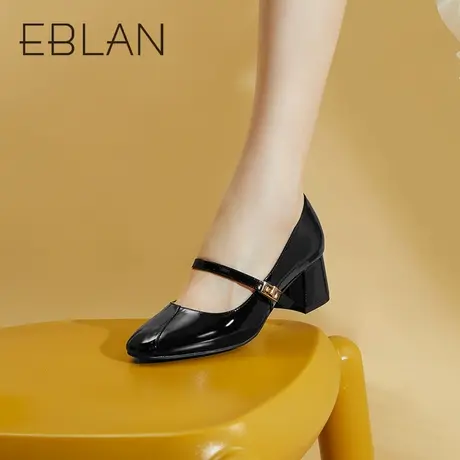 伊伴春季女鞋真皮宴会婚鞋方头玛丽珍鞋女单鞋休闲仙女通勤女鞋商品大图