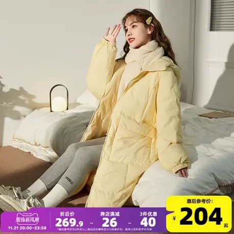 唐狮2022年新款棉服女冬季连帽时尚百搭大口袋设计秋冬中长款棉衣图片