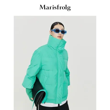 【大白鹅羽绒服】玛丝菲尔冬季新款绿色宽松短款羽绒服图片