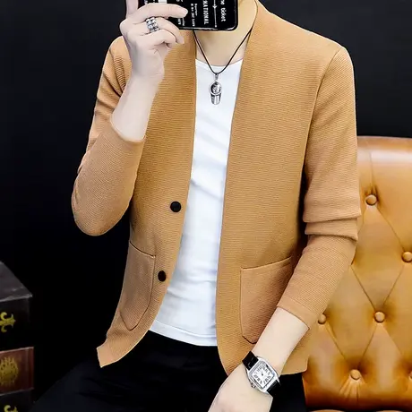 男士百搭针织衫外套春秋季新款学生外穿韩版潮流毛衣开衫男装帅气商品大图