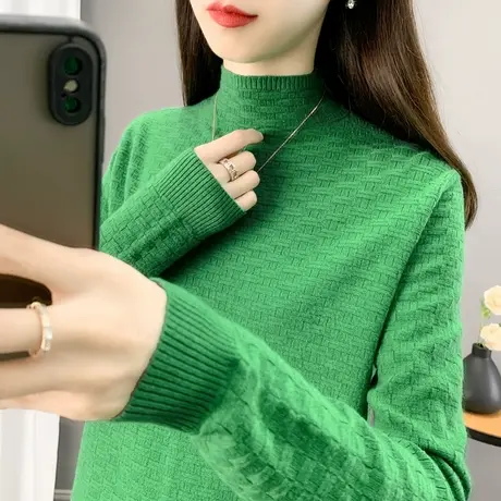 半高领2025春新款修身显瘦百搭打底衫洋气内搭针织衫纯色毛衣女商品大图