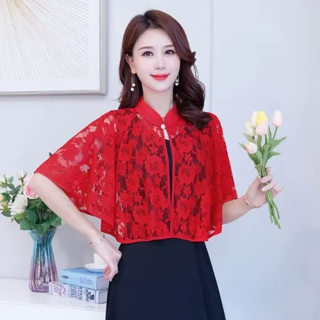 夏季蕾丝开衫花边领 气质雪纺开衫蕾丝衫薄款外套披肩温柔风 领商品大图