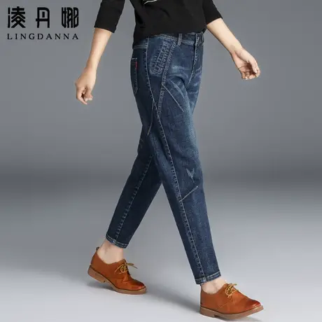 妈妈牛仔裤女宽松哈伦裤秋冬加绒女裤老爹萝卜裤2025新款冬季裤子商品大图