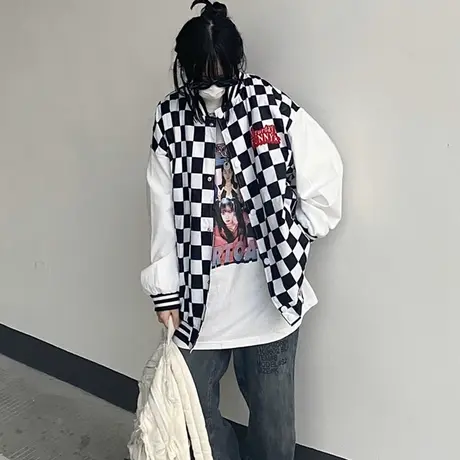 vintage外套女2021新款春秋复古港风chic上衣运动夹克棒球服ins潮图片
