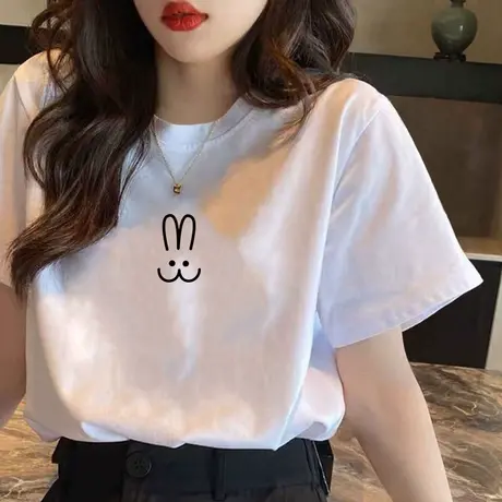 基础款白色短袖t恤女外穿2023夏装新款宽松百搭体恤纯色半袖上衣图片