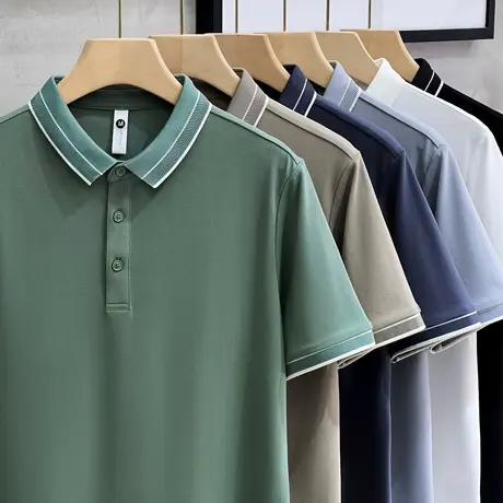 2023夏季新款潮流商务polo衫男士薄款翻领短袖t恤男装夏装上衣服商品大图