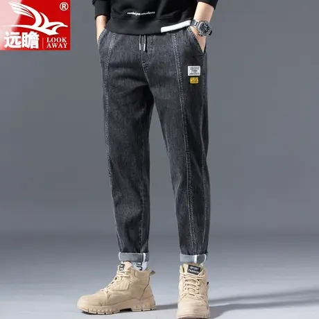 牛仔裤子男秋季潮牌直筒修身小脚裤2022新款男士休闲长裤秋冬男裤商品大图