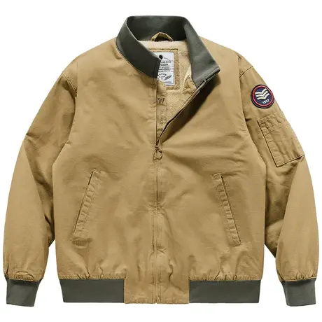 VIP羊羔绒工装外套男秋冬季棉衣美式复古坦克服夹克加绒加厚棉服商品大图