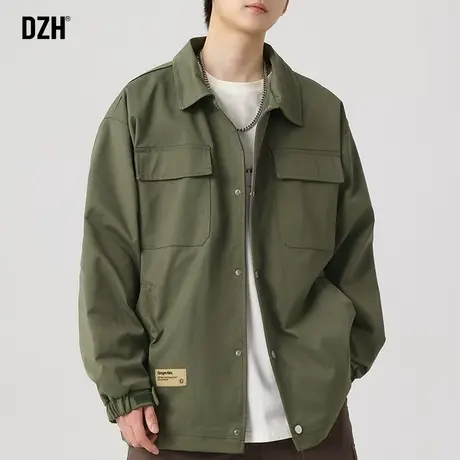 男士军绿色工装外套男夏季薄款美式潮牌男装2025新款休闲夹克上衣商品大图