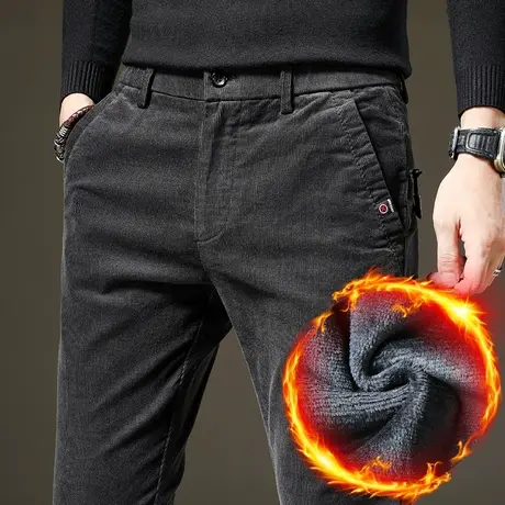 秋冬季灯芯绒休闲长裤男士加绒加厚金丝绒2023新款男裤子保暖外穿商品大图