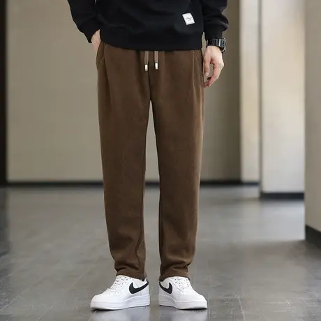 2023秋冬季直筒保暖灯芯绒裤子男士青年长裤加绒加厚休闲裤卫裤商品大图