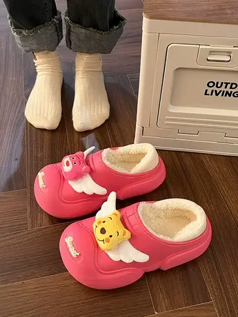 网红草莓熊女棉鞋可爱外穿厚底面包鞋ins潮软底懒人鞋保暖雪地靴商品大图