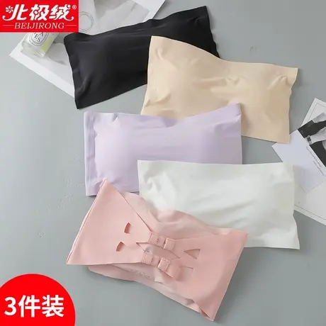 无肩带裹胸内衣女抹胸式文胸聚拢美背吊带打底露肩上衣夏商品大图