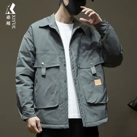 希越户外防风棉衣外套男2023秋冬加厚工装风夹克宽松大码男士衬衣图片