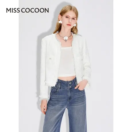 MISSCOCOON【塞班河的日落】24春新款重工股线蕾丝肌理感短外套商品大图