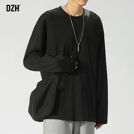 男生重磅长袖T恤男纯棉黑色宽松长袖卫衣男款2024年春季内搭打底商品大图