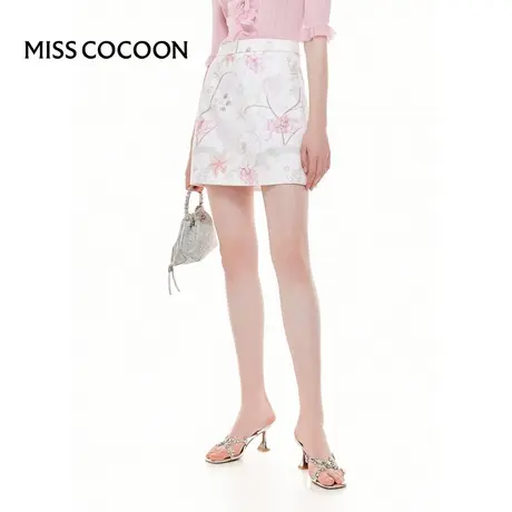 MISSCOCOON【金粉绮生】24夏新款优雅浪漫花卉印花高腰A字半身裙图片