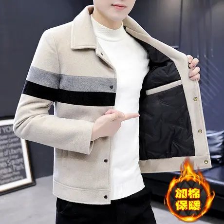 加棉衣服男士冬季仿水貂绒休闲夹克潮流帅气韩版加厚呢子外套茄克商品大图