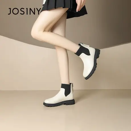 Josiny/卓诗尼短靴爆款厚底切尔西靴子2024年新款秋冬女士时装靴图片