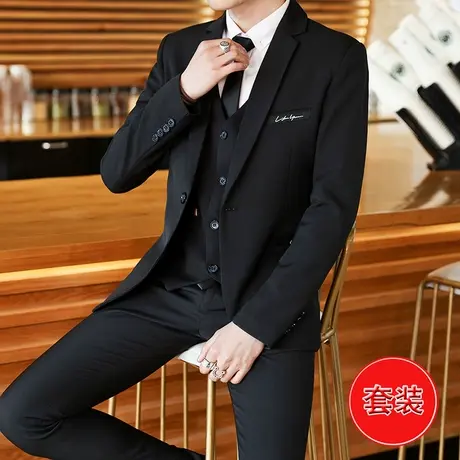 西装男士一套装春秋季韩版痞帅气休闲小西服外套潮流主持伴郎礼服图片
