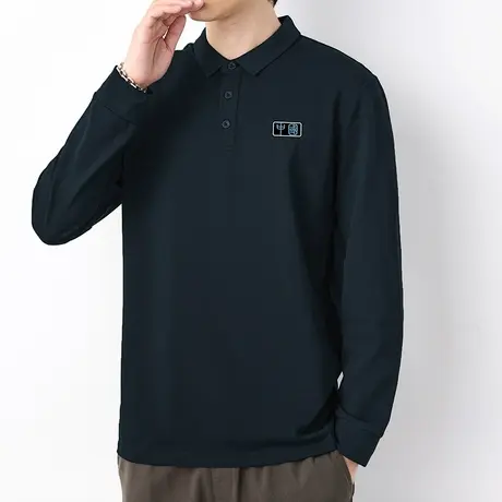 珠地棉polo衫男长袖中国潮流翻领t恤潮牌保罗打底衫有领商务秋衣图片