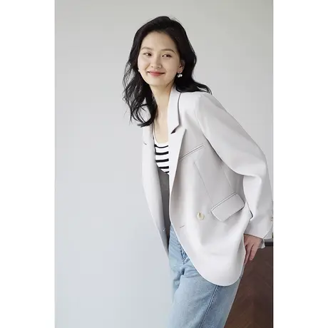 嘉茱莉2023年夏季新款西装外套女小个子宽松薄款西服上衣设计感商品大图