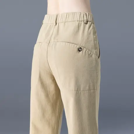 哈伦裤女春秋裤子2023新款女裤白色宽松妈妈休闲裤米色九分萝卜裤图片