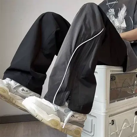 美式复古运动裤男夏季薄款设计感速干裤子宽松阔腿ins直筒休闲裤商品大图