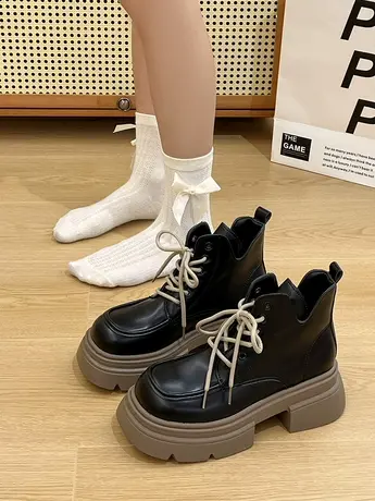 马丁靴女2023新款爆款秋季英伦风厚底增高显脚小炸街短靴春秋单靴图片