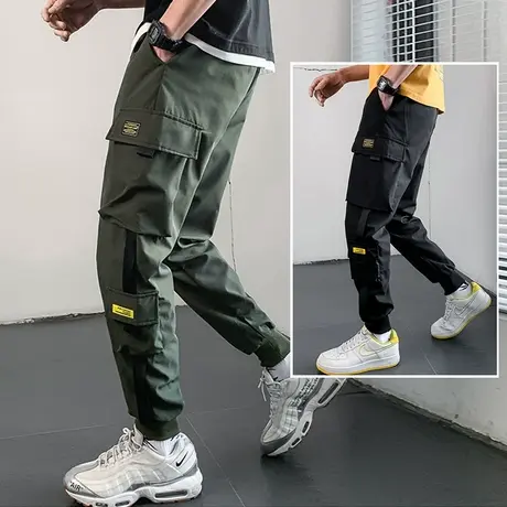 潮流工装裤男春秋休闲运动韩版帅气vibe风潮牌春季青年束脚长裤子图片